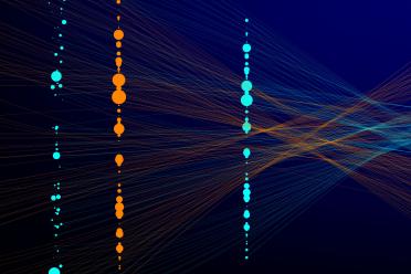 Abstract visual of data lines crossing over each other