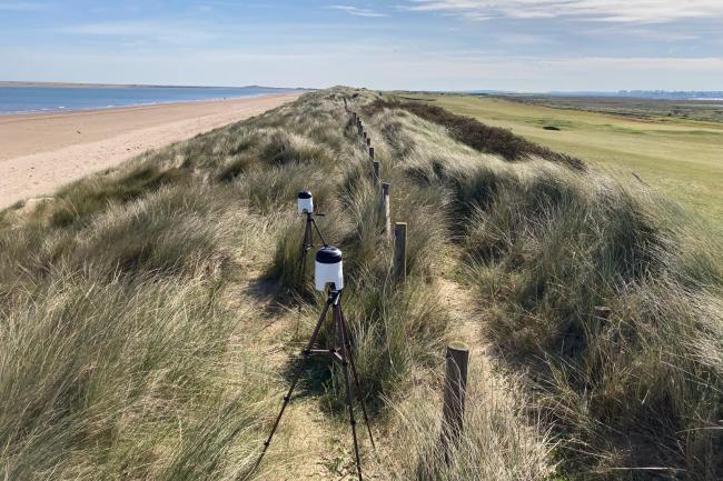 Air samplers set up in the dunes of Brancaster beach