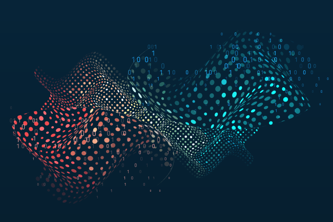 Abstract illustration of data visualisation in waves of dots