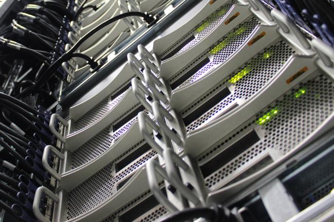 Macro photograph of servers in EI's data centre